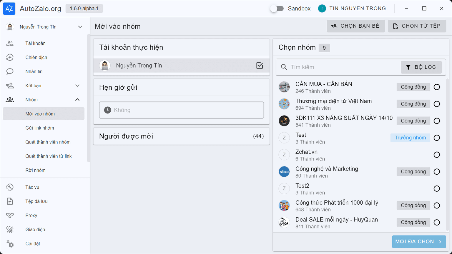 Mời / thêm vào nhóm